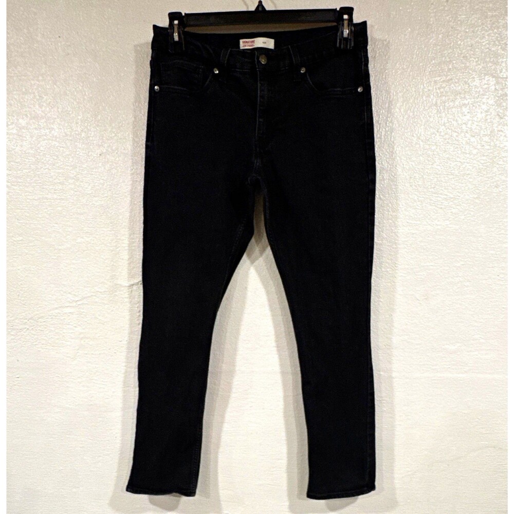 Signature by Levi Strauss & Co Mens Black Slim Fit Denim Jeans 5-Pocket